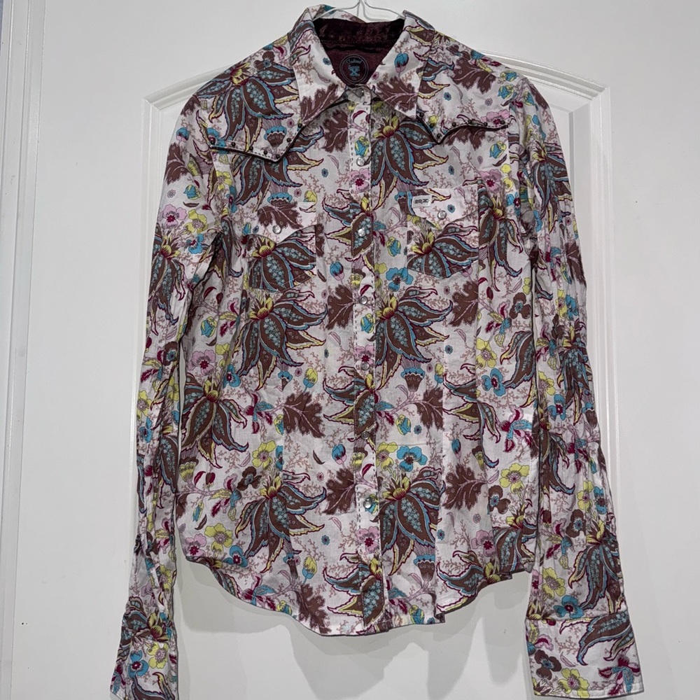 Twenty X Western Floral Long Sleeve Button-Up Shirt Size Large
